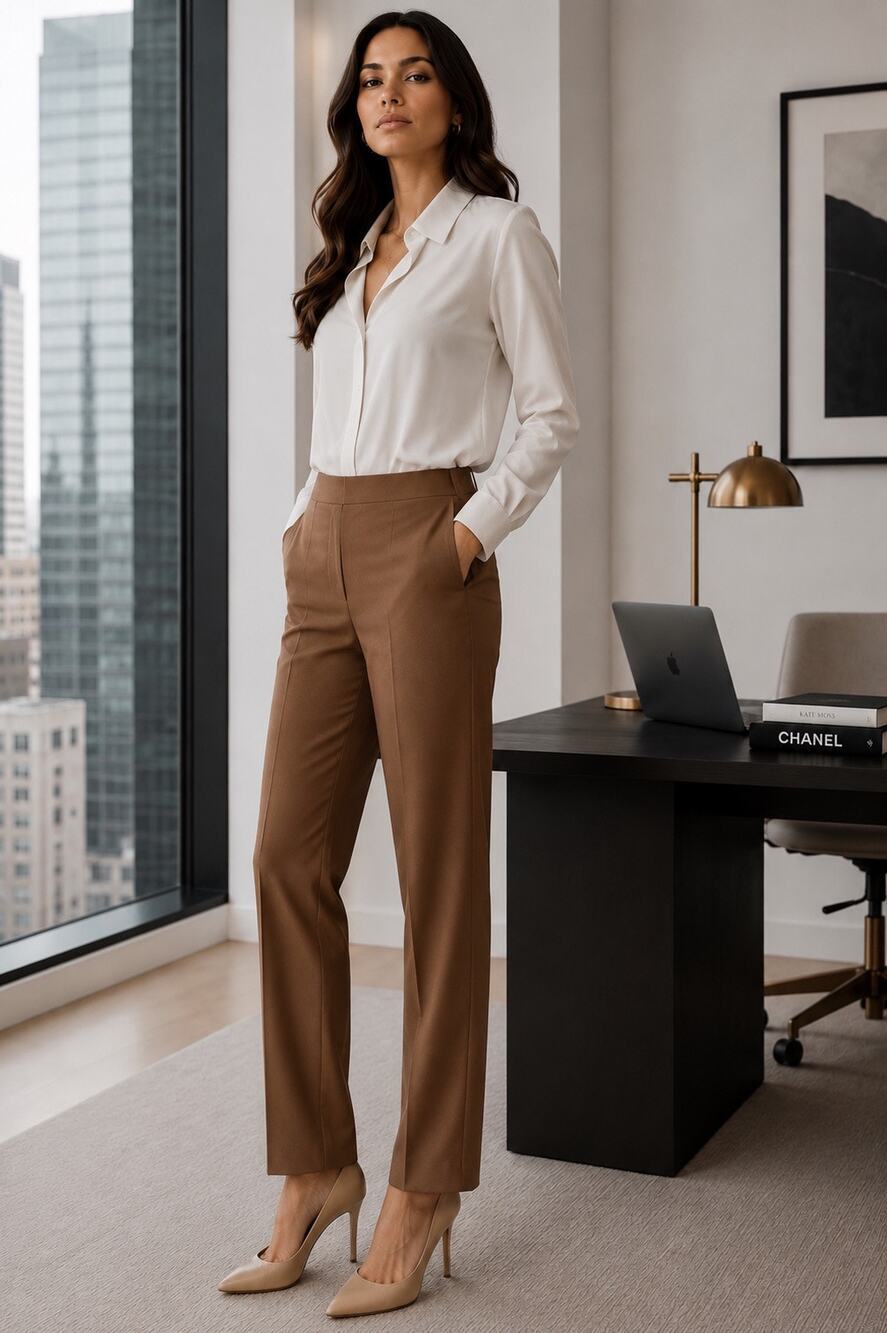 Babaton Aritzia Brown Tailored Straight Leg Ankle Pants 8 Luxury Career Capsule